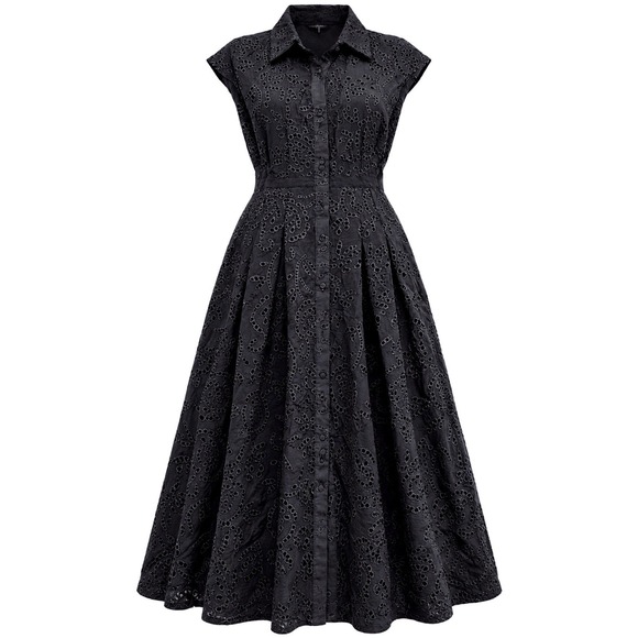 White House Black Market Dresses & Skirts - White House Black Market Eyelet Midi Shirtdress Womens 16 Black NWT 570324735
